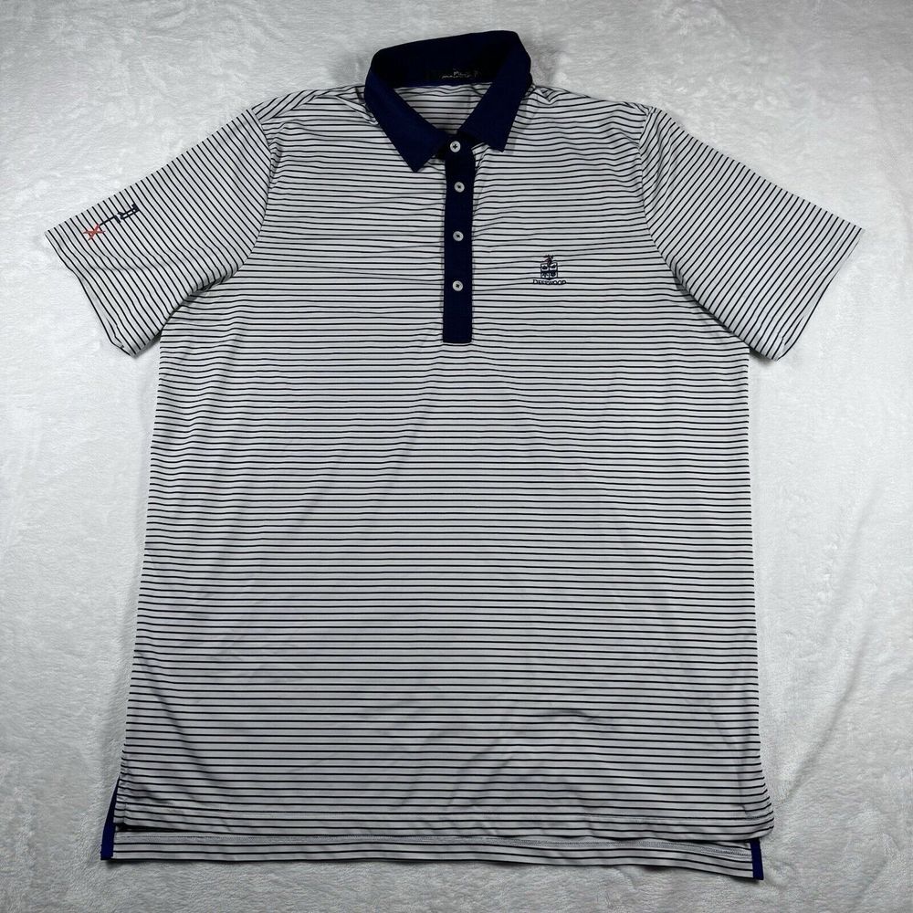 RLX Polo Shirt Mens Blue‎ Striped Ralph Lauren Golf Performance XL